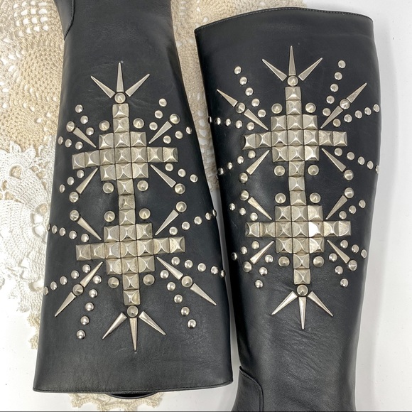 Steve Madden | Diabla Black Studded Tall Boots - Picture 4 of 8